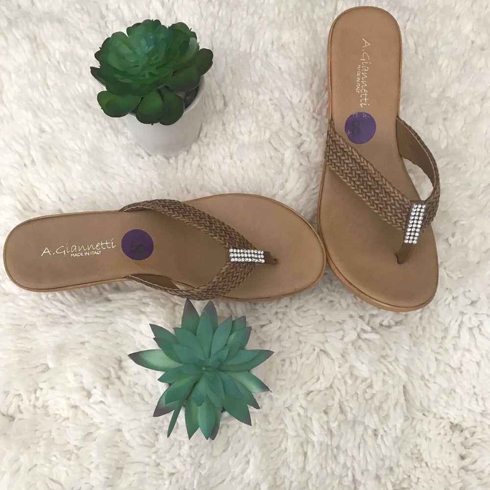 A. Giannetti Made in Italy Rhinestone Wedge Sandle